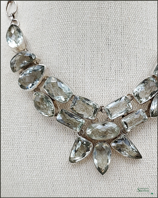 Green Amethyst and Sterling Silver Sparkle Necklace