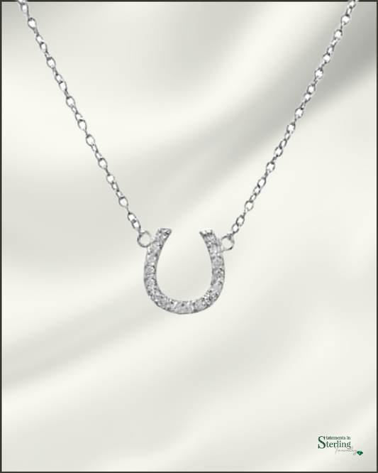 Sterling Silver Cubic Zirconia Horseshoe Necklace