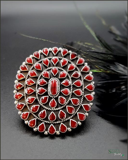 Red Jasper and Sterling Silver Teardrop Cluster Ring