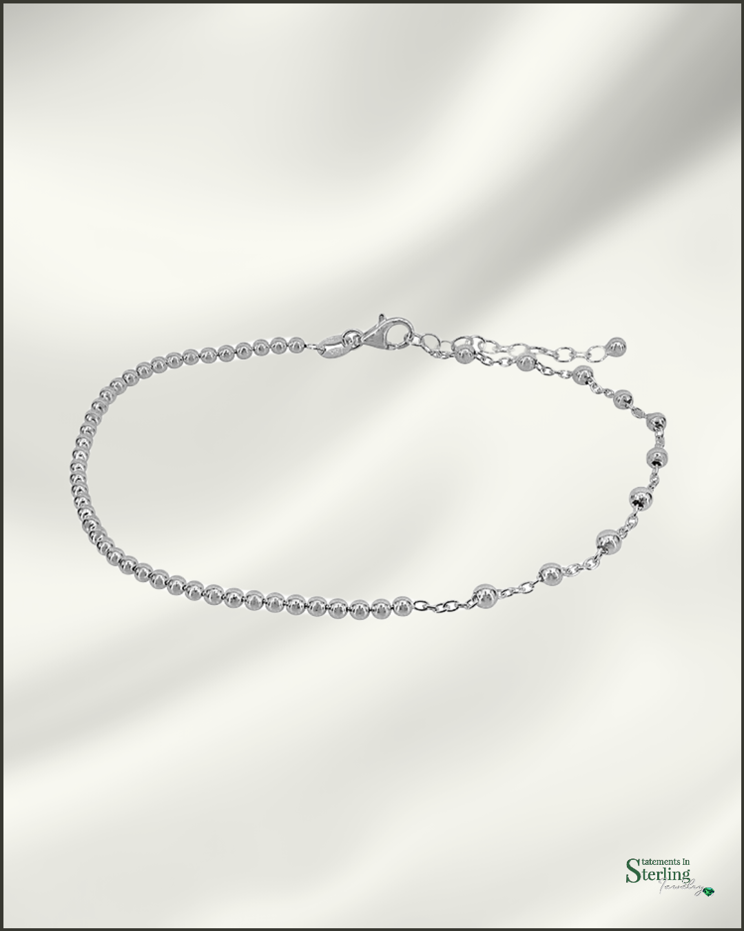 Italian Sterling Silver Bead Anklet