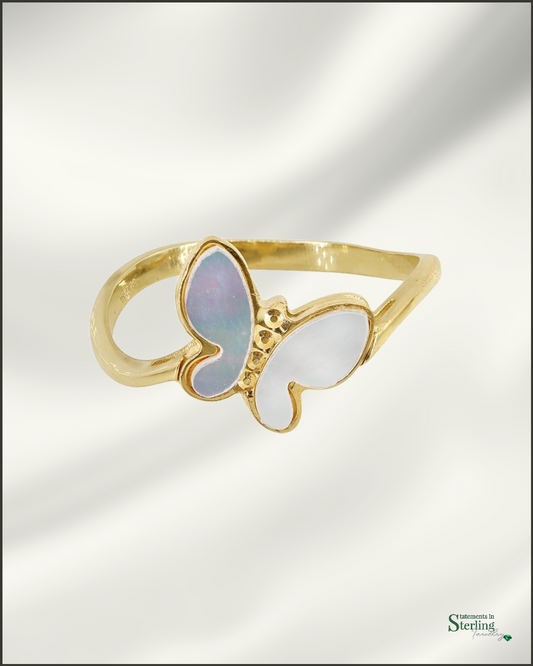 10k Gold Mother of Pearl Butterfly Ring