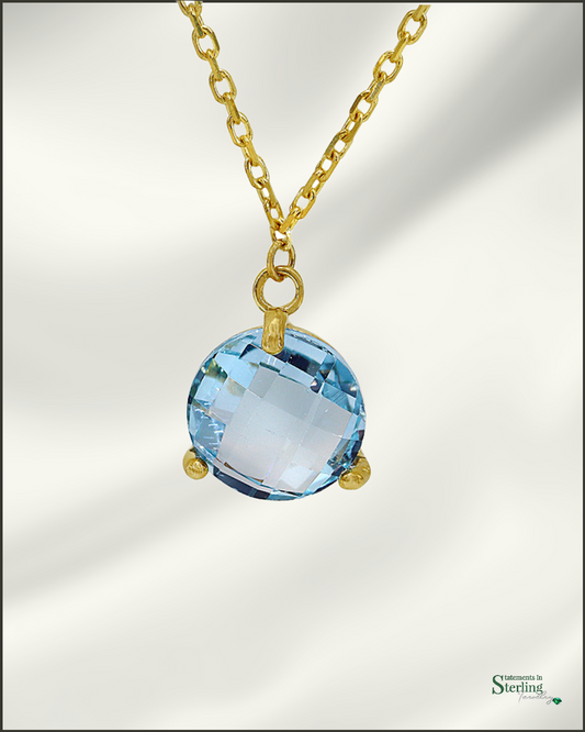 10k Gold Gemstone Necklace in Blue Topaz