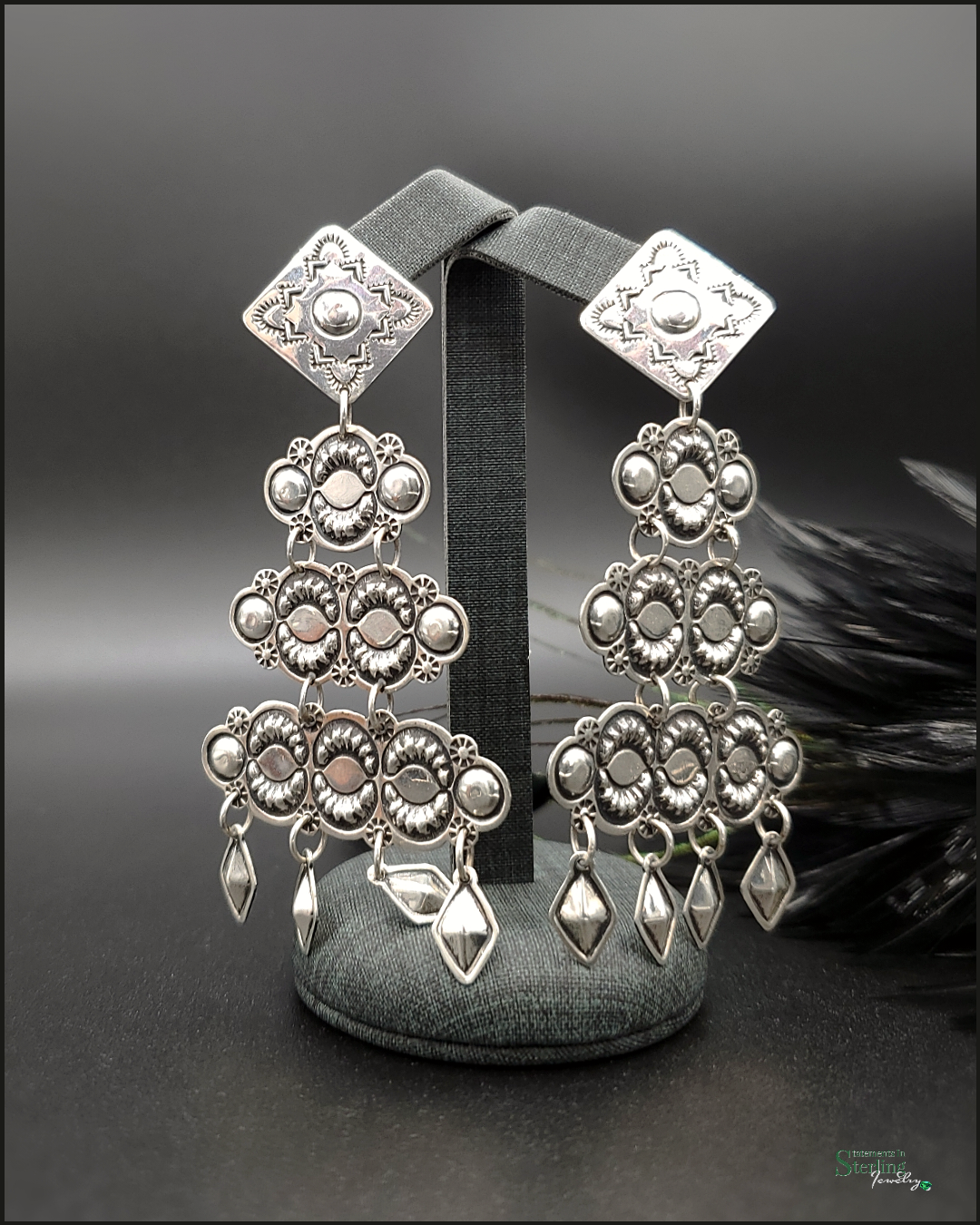 Concho Chandelier Sterling Silver Earrings by Harris Joe