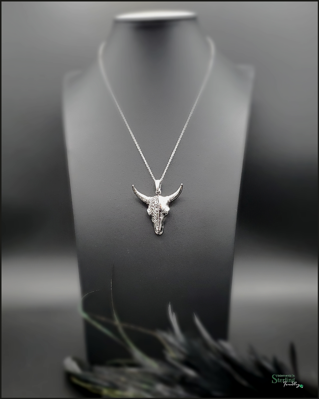 Sterling Silver Ox Skull Pendant