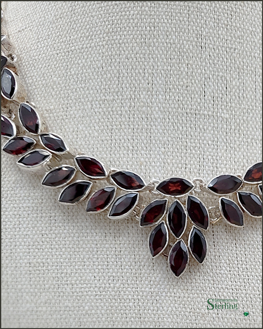 Garnet and Sterling Silver Pomegranate Seed Necklace and Earrings Set