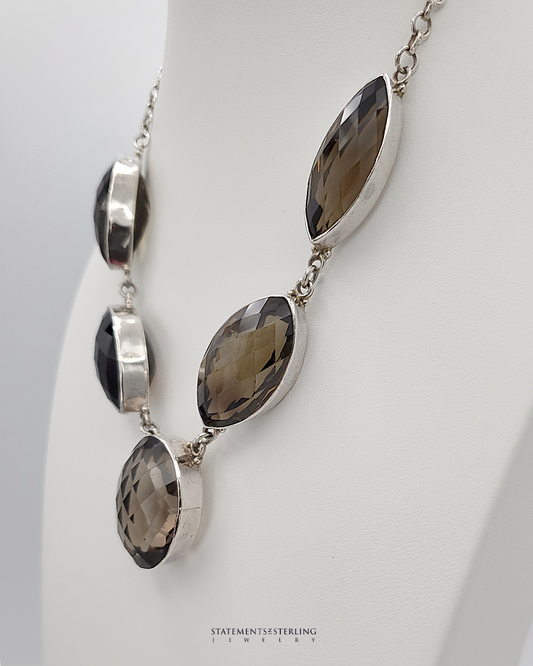 Smoky Quartz and Sterling Silver Necklace