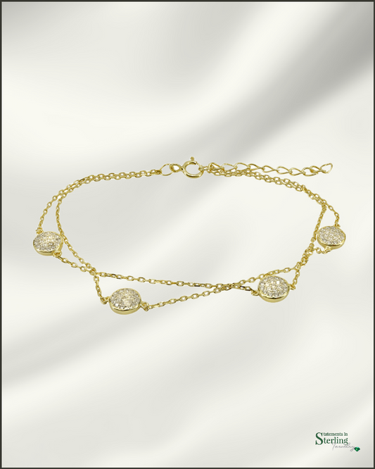 Sterling Silver Cubic Zirconia Layered Bracelet in Gold Vermeil