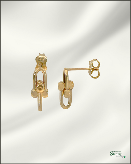 10k Gold Modern Link Petite Earrings