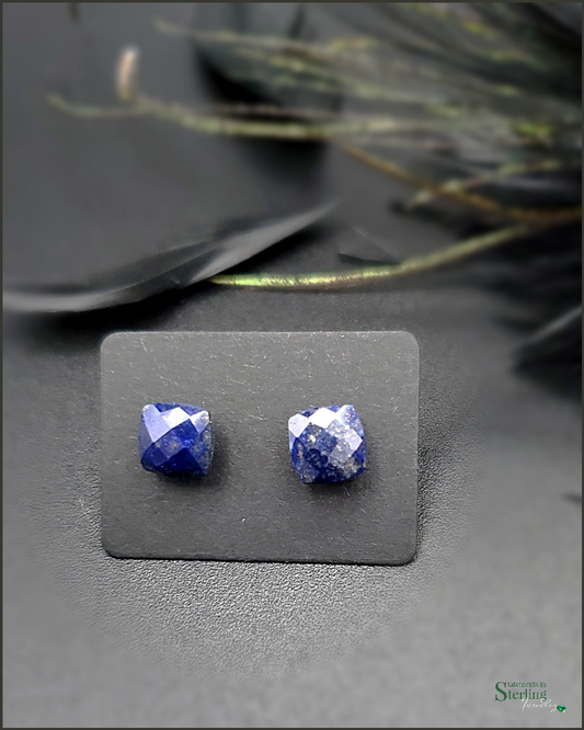 Lapis Lazuli and Sterling Silver Stud Earrings