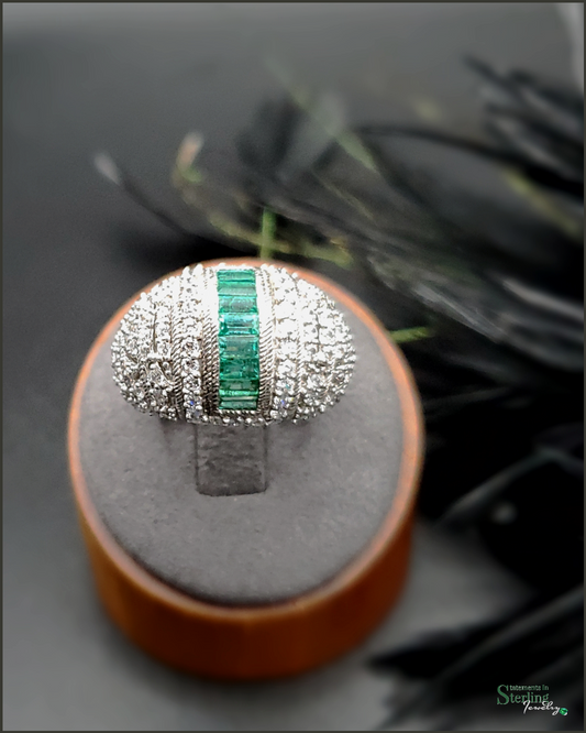 Columbian Emerald and Sterling Silver Vintage Ring