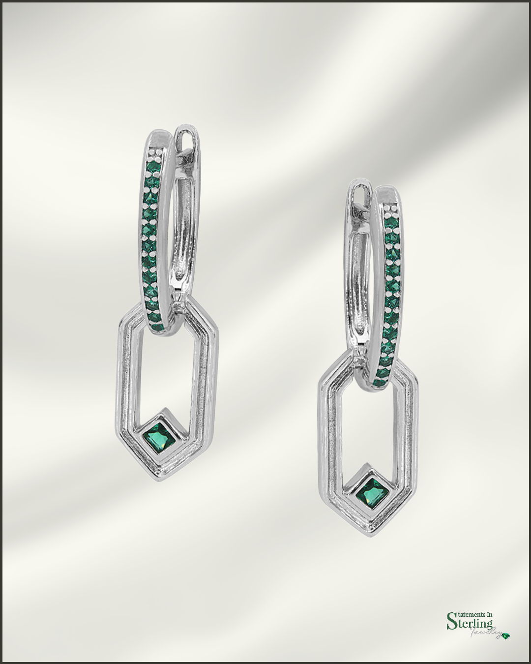 Sterling Silver Art Deco Earrings with Cubic Zirconia