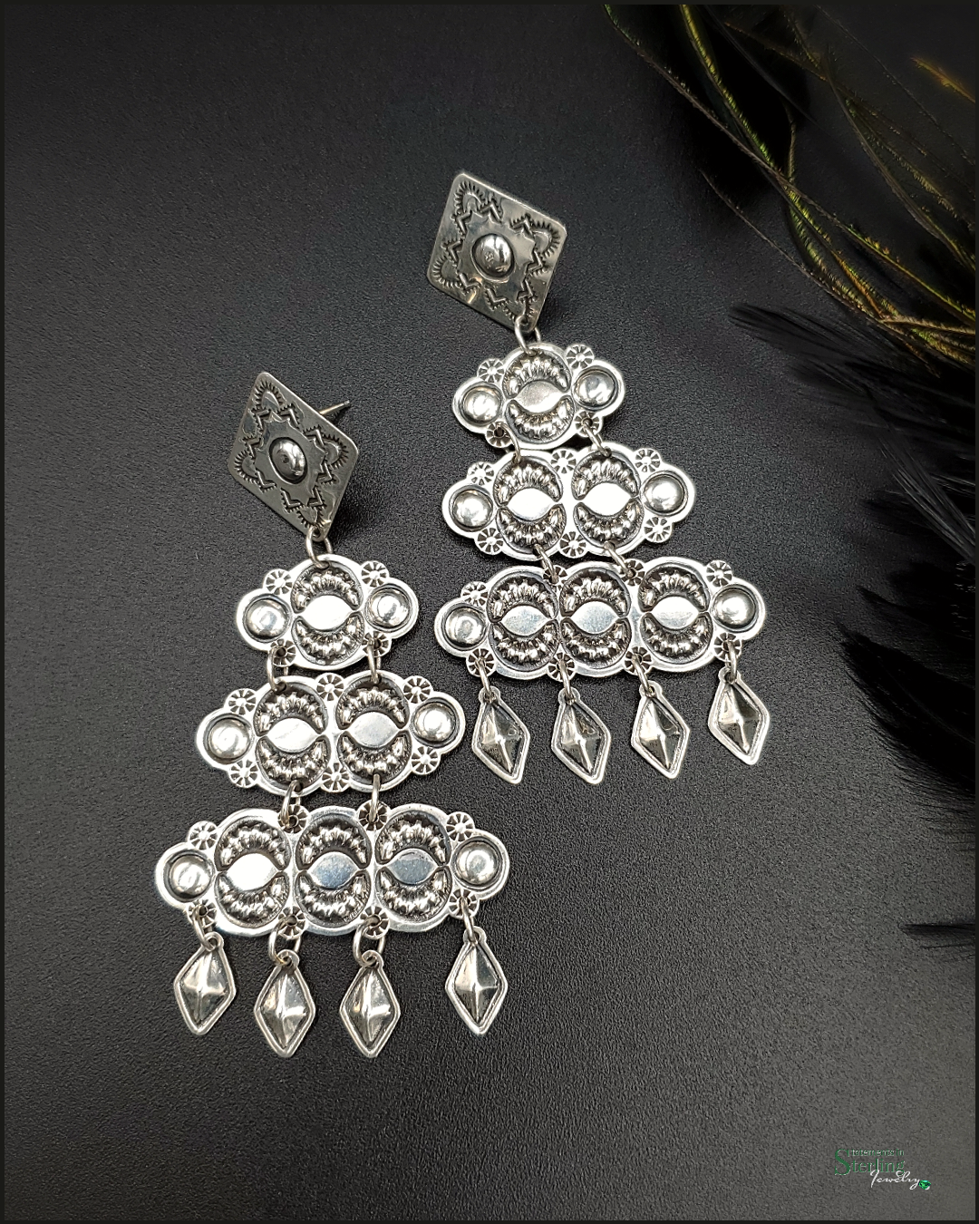 Concho Chandelier Sterling Silver Earrings by Harris Joe