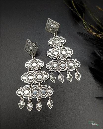 Concho Chandelier Sterling Silver Earrings by Harris Joe