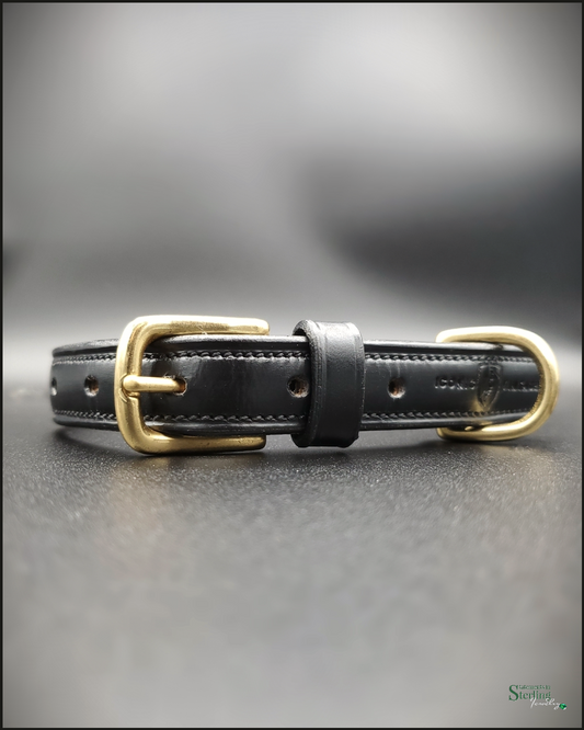 Iconic Vintage IV LUXE Raised Leather Dog Collar in Black