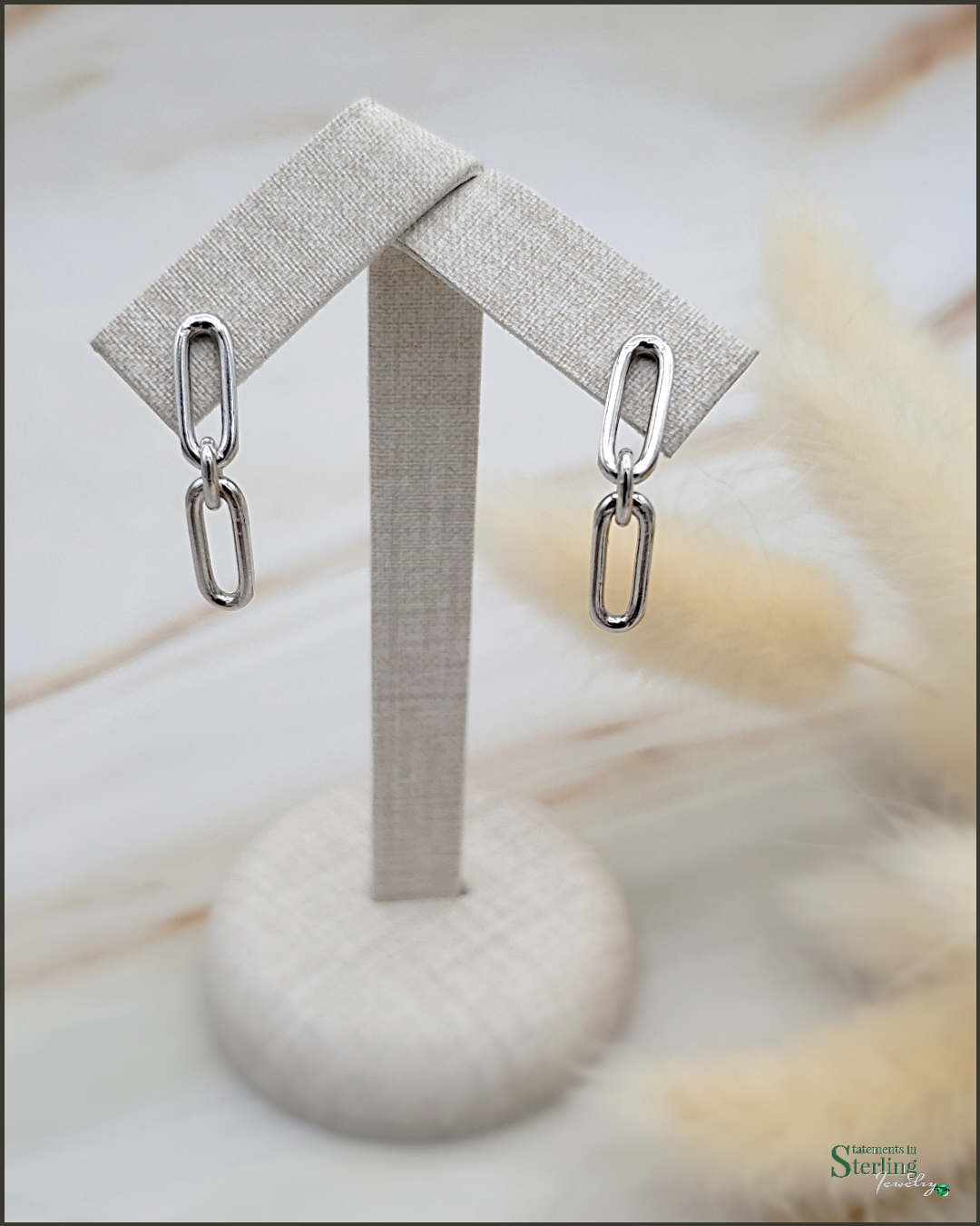 Sterling Silver Paperclip Link Earrings