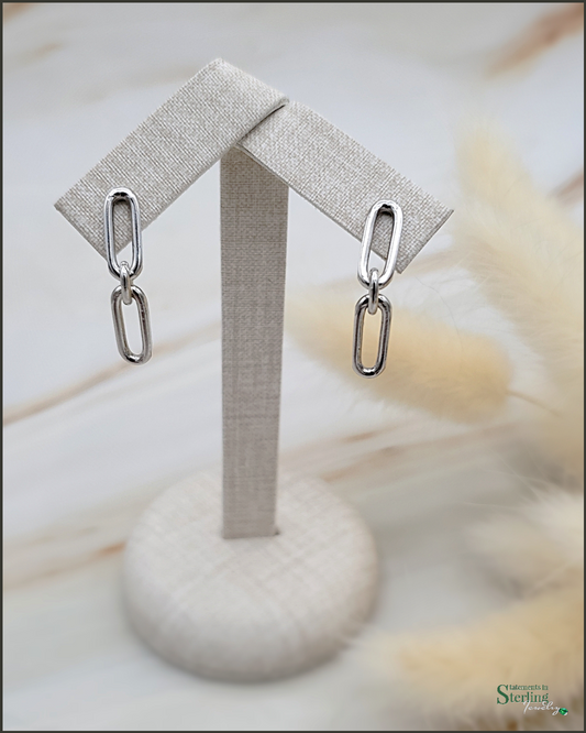 Sterling Silver Paperclip Link Earrings