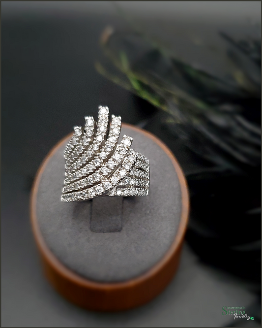 White Topaz and Sterling Silver Tiara Ring