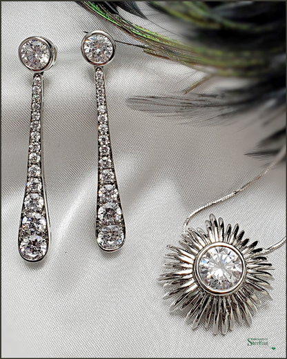 Vintage Sterling Silver and Cubic Zirconia Drop Earrings