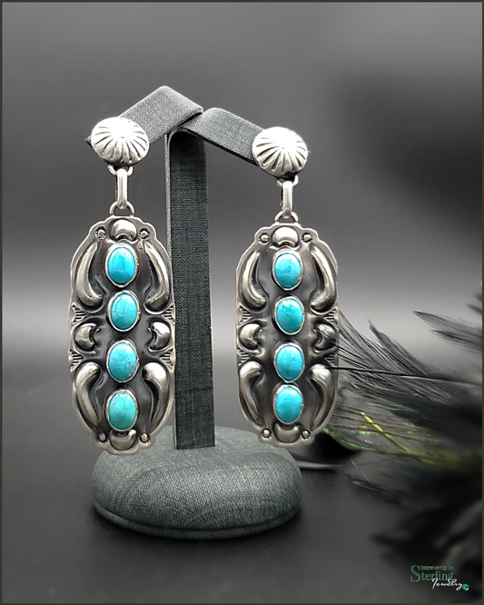 Kingman Turquoise and Sterling Silver Drop Earrings by Jeff James