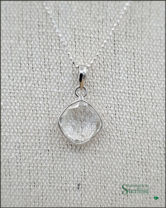 Clear Quartz and Sterling Silver Pendant