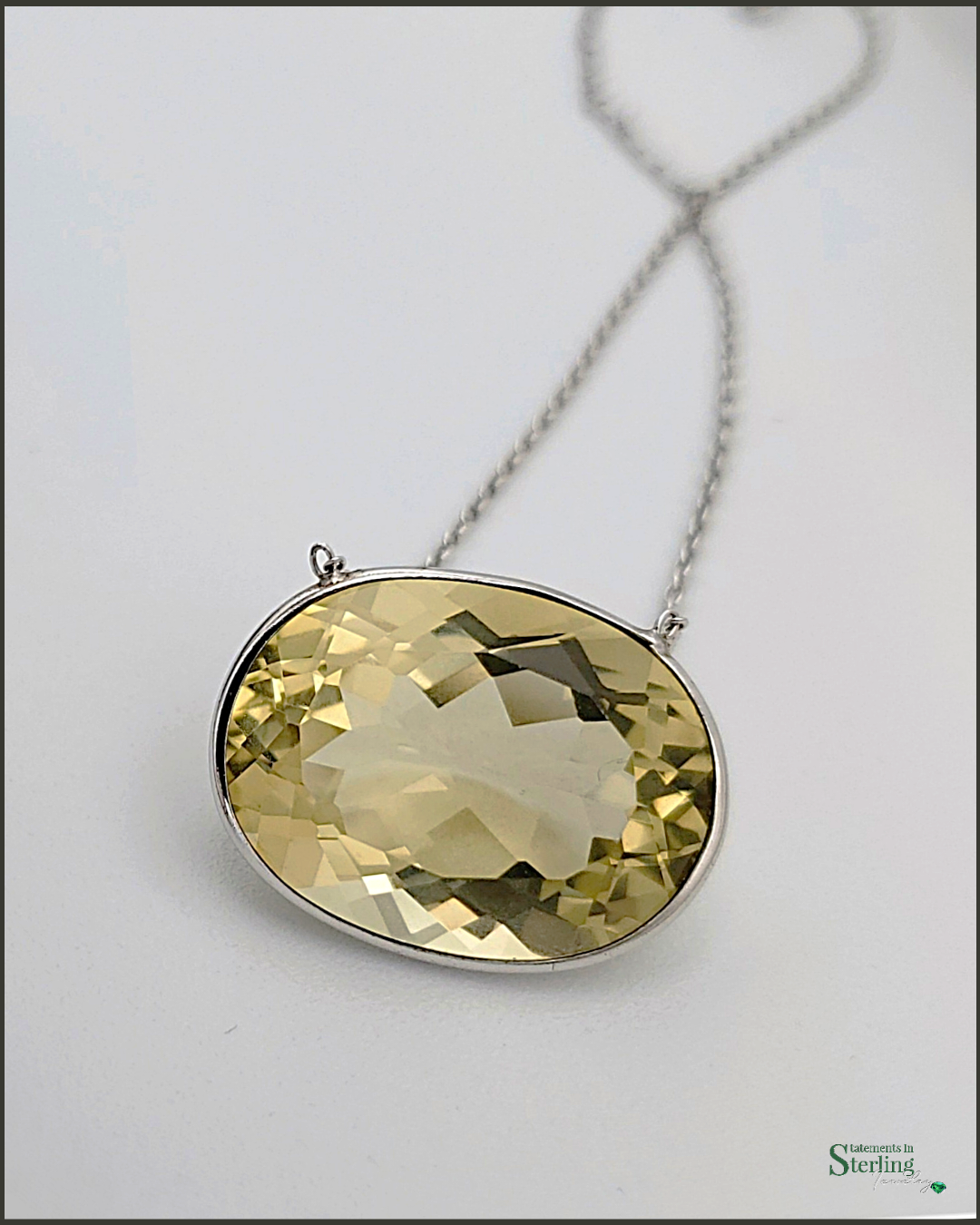 Lemon Quartz and Sterling Silver Necklace