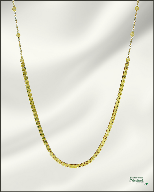 Sterling Silver Italian Double Link Necklace in Gold