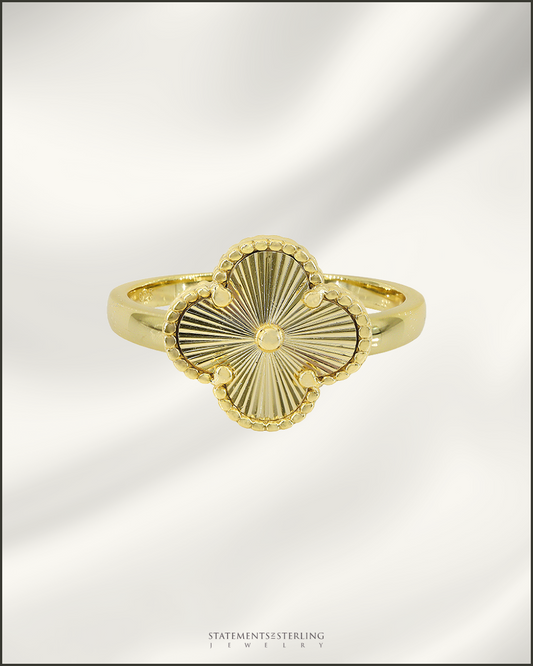 Sterling Silver Clover Ring in Gold - Petite