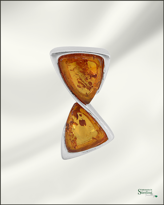 Sterling Silver Abstract Pendant in Butter Amber