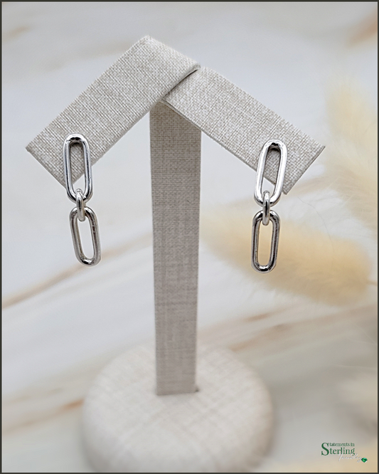Sterling Silver Paperclip Link Earrings