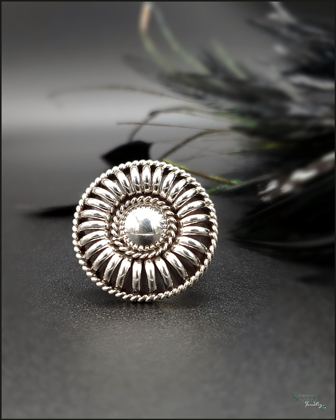 Sterling Silver Button Ring/Scarf Slide by Thomas Charley