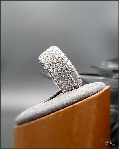 Vintage Sterling Silver Pave Band Ring