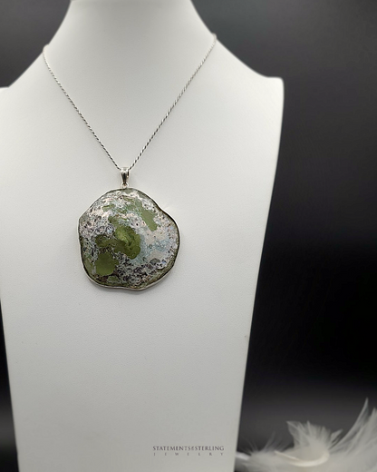 Roman Glass and Sterling Silver Statement Pendant X