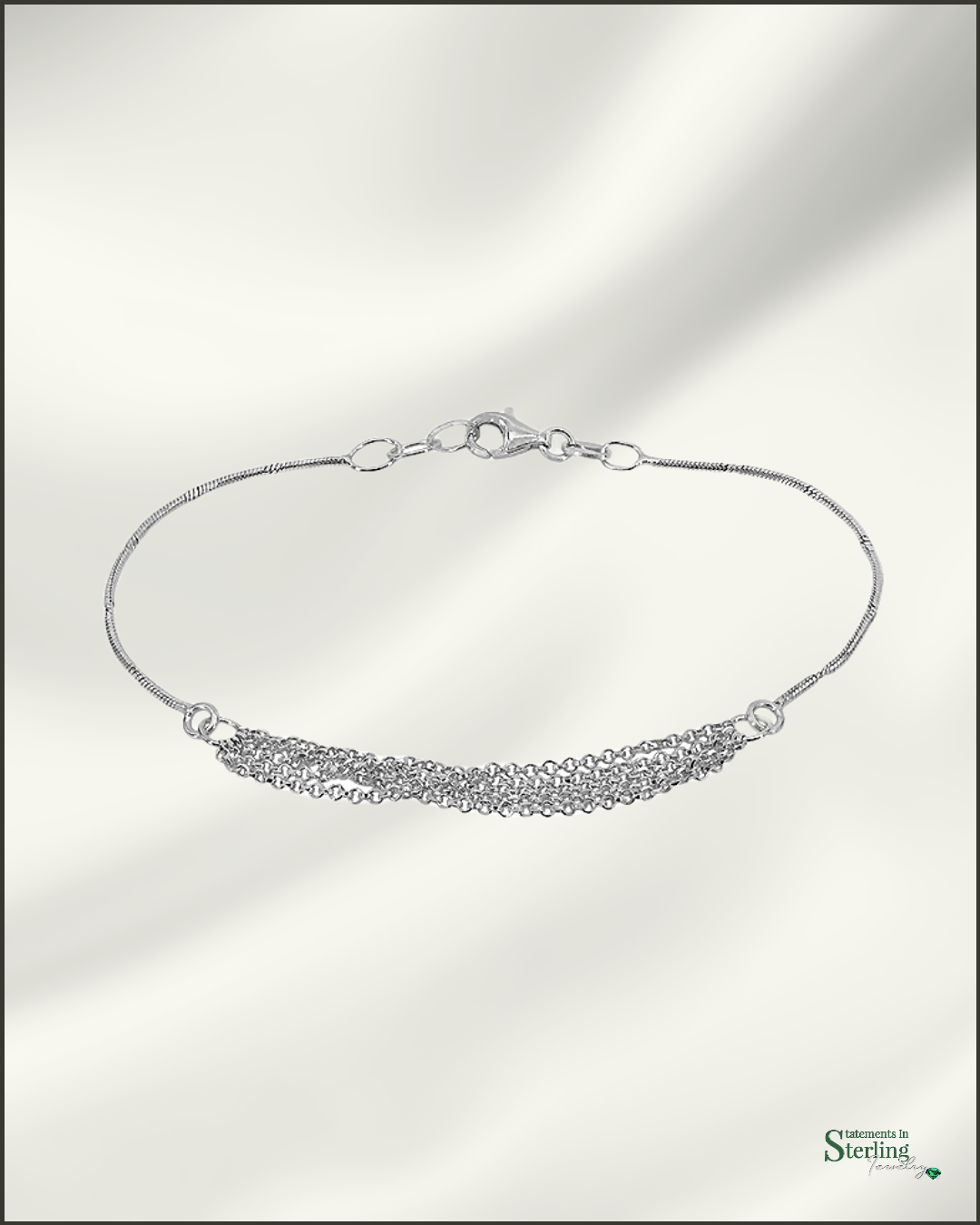 Sterling Silver Multi-chain Bracelet in Rhodium