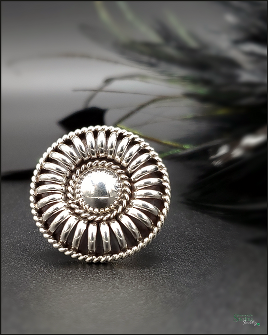 Sterling Silver Button Ring/Scarf Slide by Thomas Charley