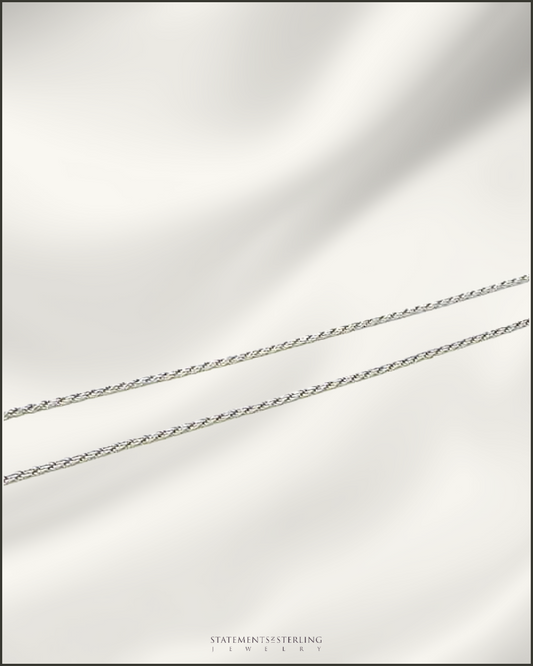 Italian Sterling Silver Diamond Cut Rope Chain - 1.2mm