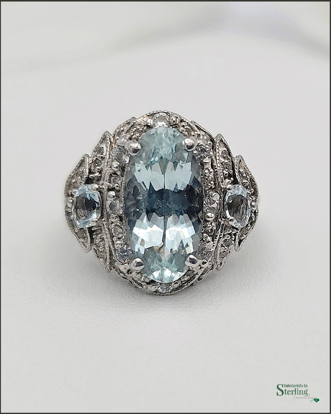 Vintage Aquamarine and Sterling Silver Ring