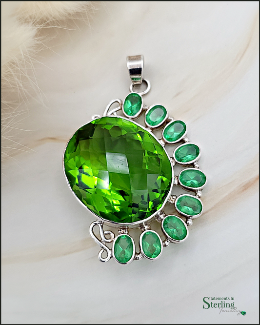 Green Quartz and Sterling Silver Pendant