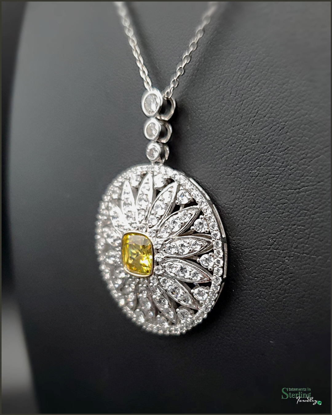 Vintage Sterling Silver Canary Necklace