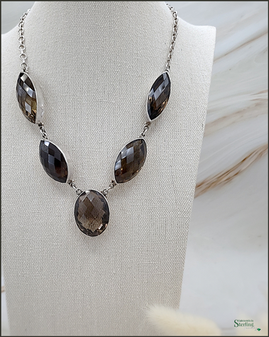 Smoky Quartz and Sterling Silver Necklace