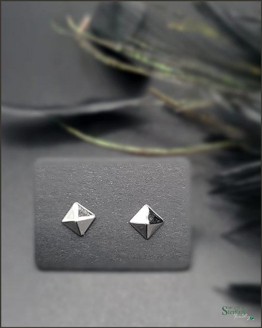 Sterling Silver Pyramid Stud Earrings