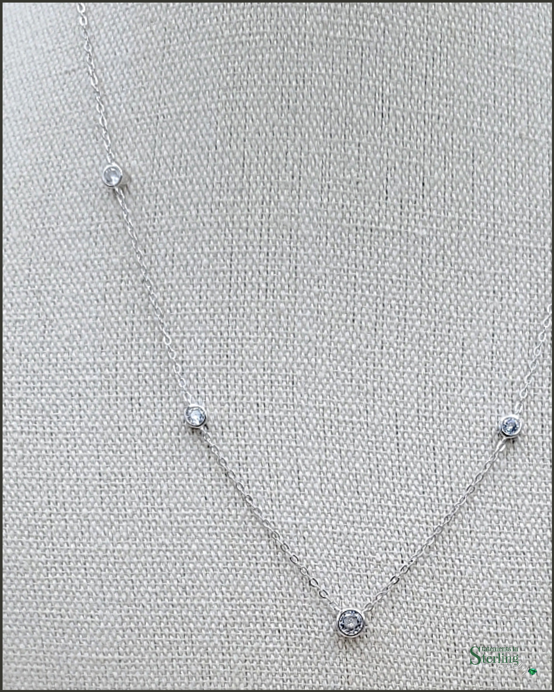 Sterling Silver Cubic Zirconia Station Necklace