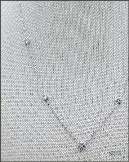 Sterling Silver Cubic Zirconia Station Necklace