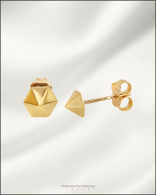 10k Yellow Gold Pyramid Stud Earrings