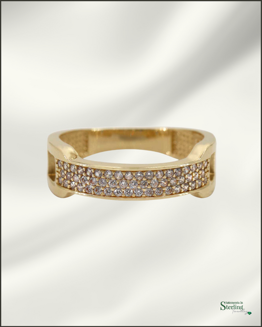 10k Gold Cubic Zirconia Modern Pave Ring