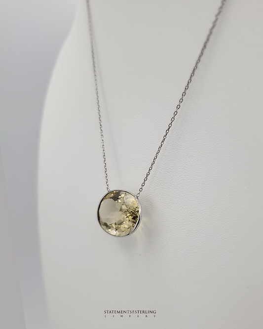 Lemon Quartz and Sterling Silver Necklace