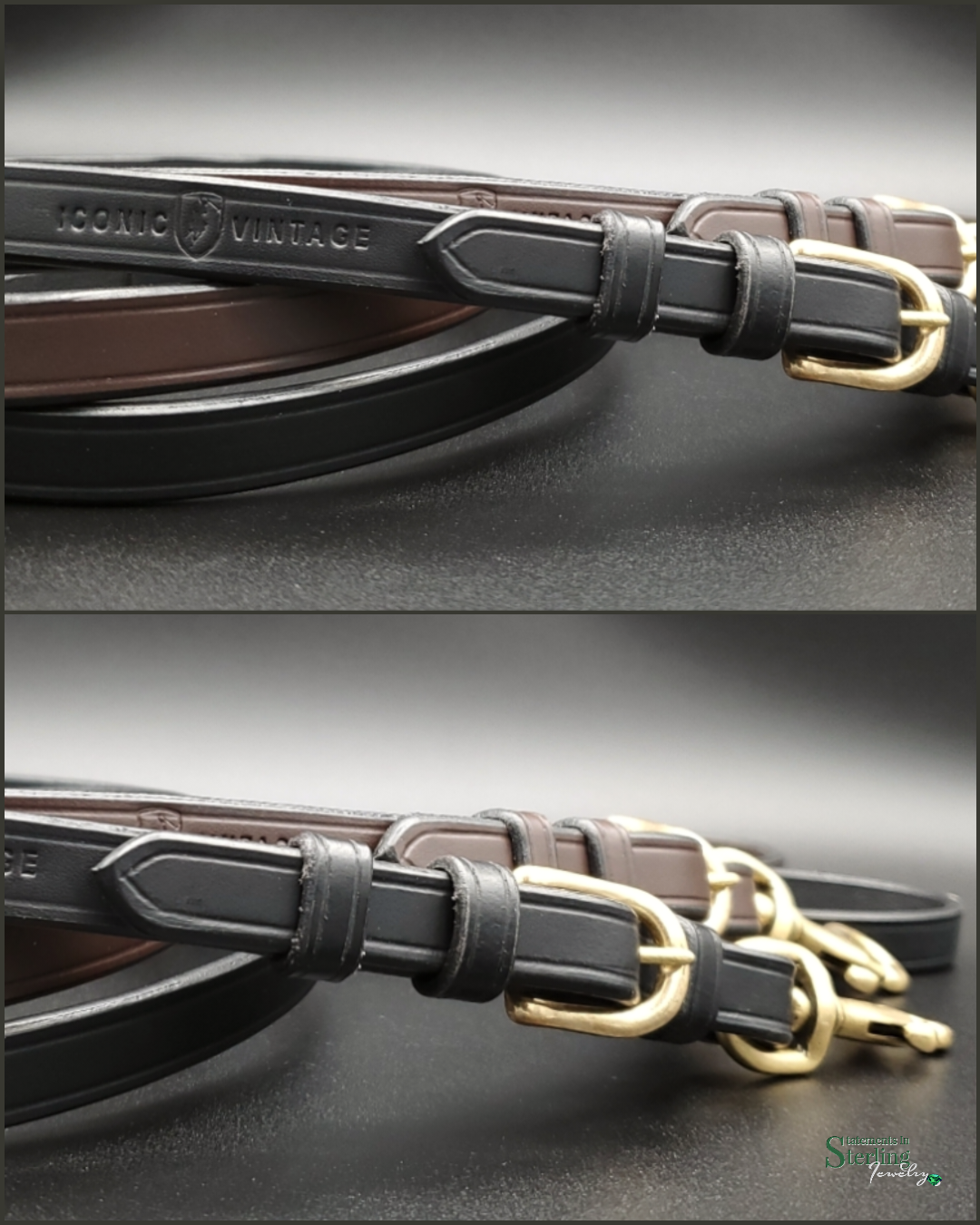 Iconic Vintage IV LUXE Handcrafted Leather Dog Leash in Dark Havana