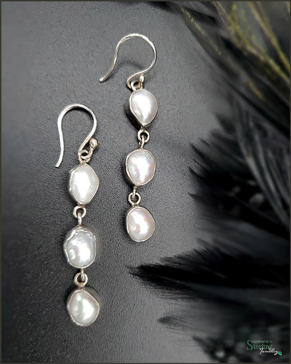 Vintage Freshwater Pearl and Sterling Silver Drop Earrings