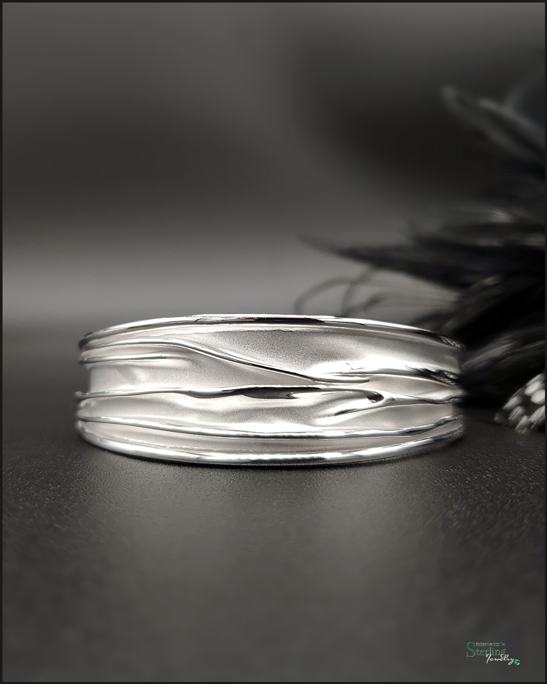 Sterling Silver Crinkle Petite Cuff Bracelet In Matte