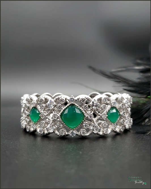 Chalcedony and Sterling Silver Vintage Glamour Bracelet