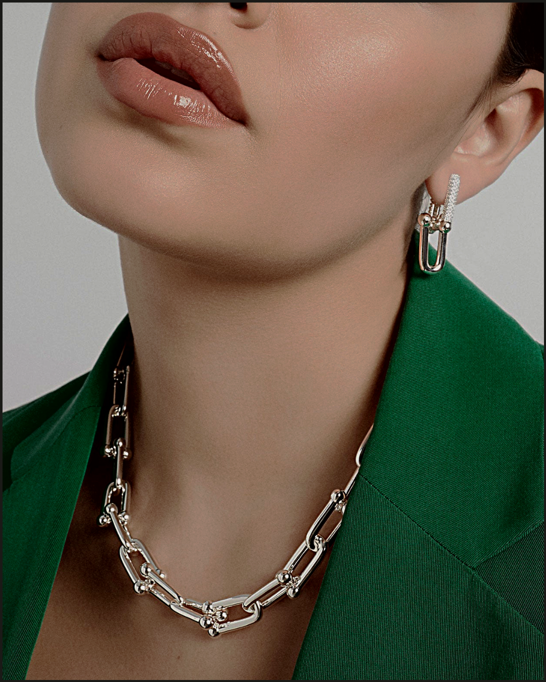 Sterling Silver Plated U Link Necklace